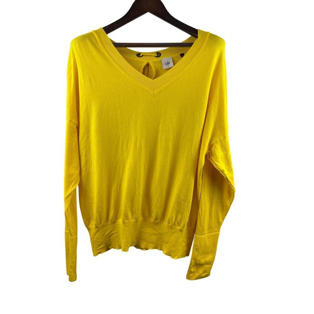Women’s Cabi XL Bright Yellow V-Neck Long Sleeve Sweater